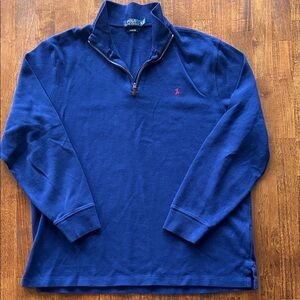 Polo Ralph  Lauren men’s blue preppy half zip XL 100% cotton, long sleeve shirt​